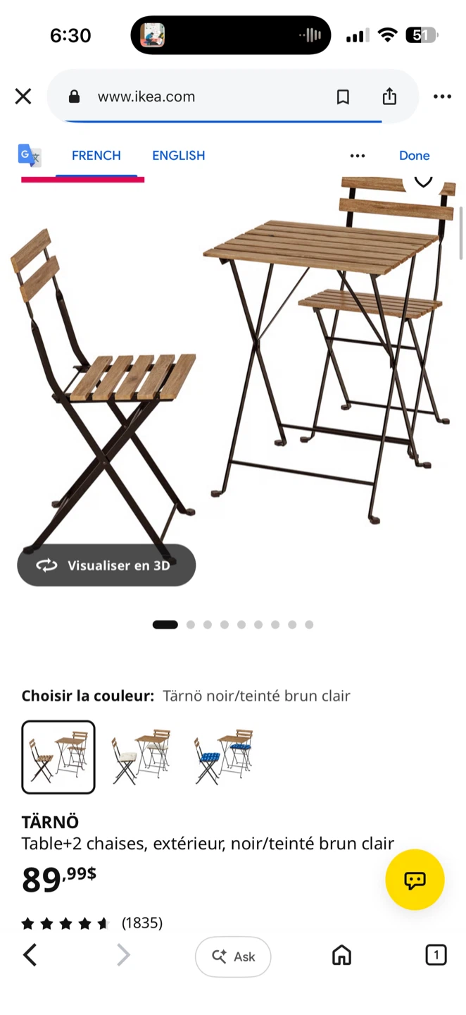 IKEA TÄRNÖ Table and 2 Chairs
