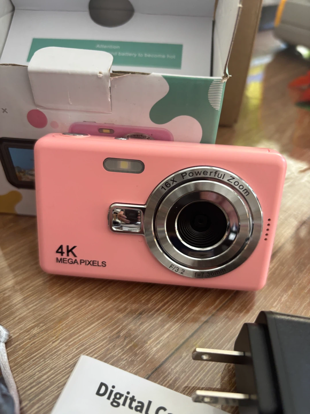 Pink 4K Digital Camera with 16X Zoom