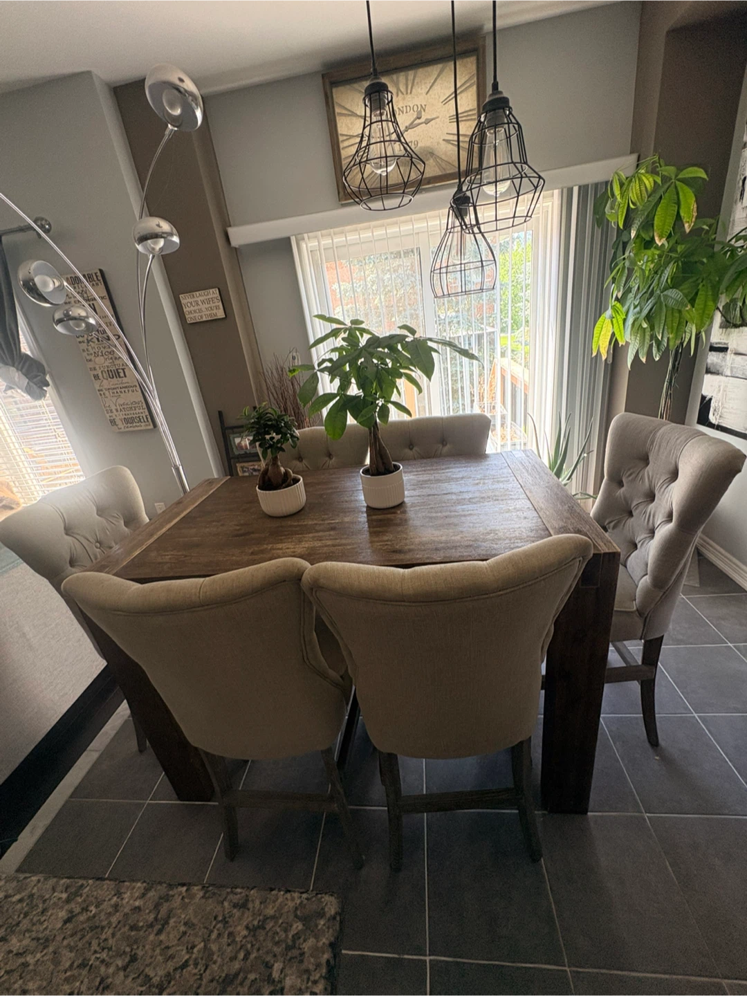 Rustic Wood Dining Table with 6 Tufted Chairs - photo 3