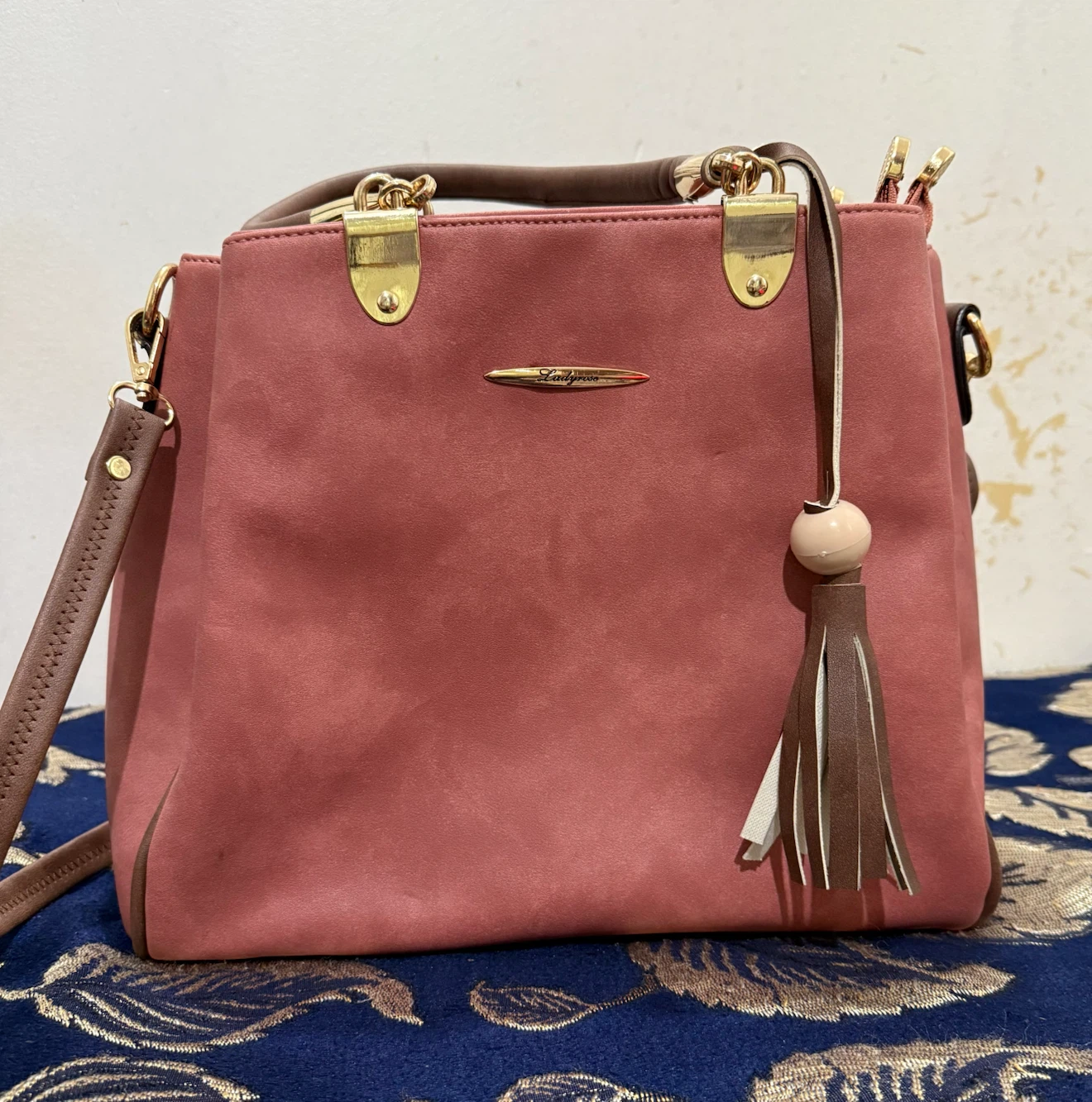 Ladyrose pink and brown handbag - photo 3