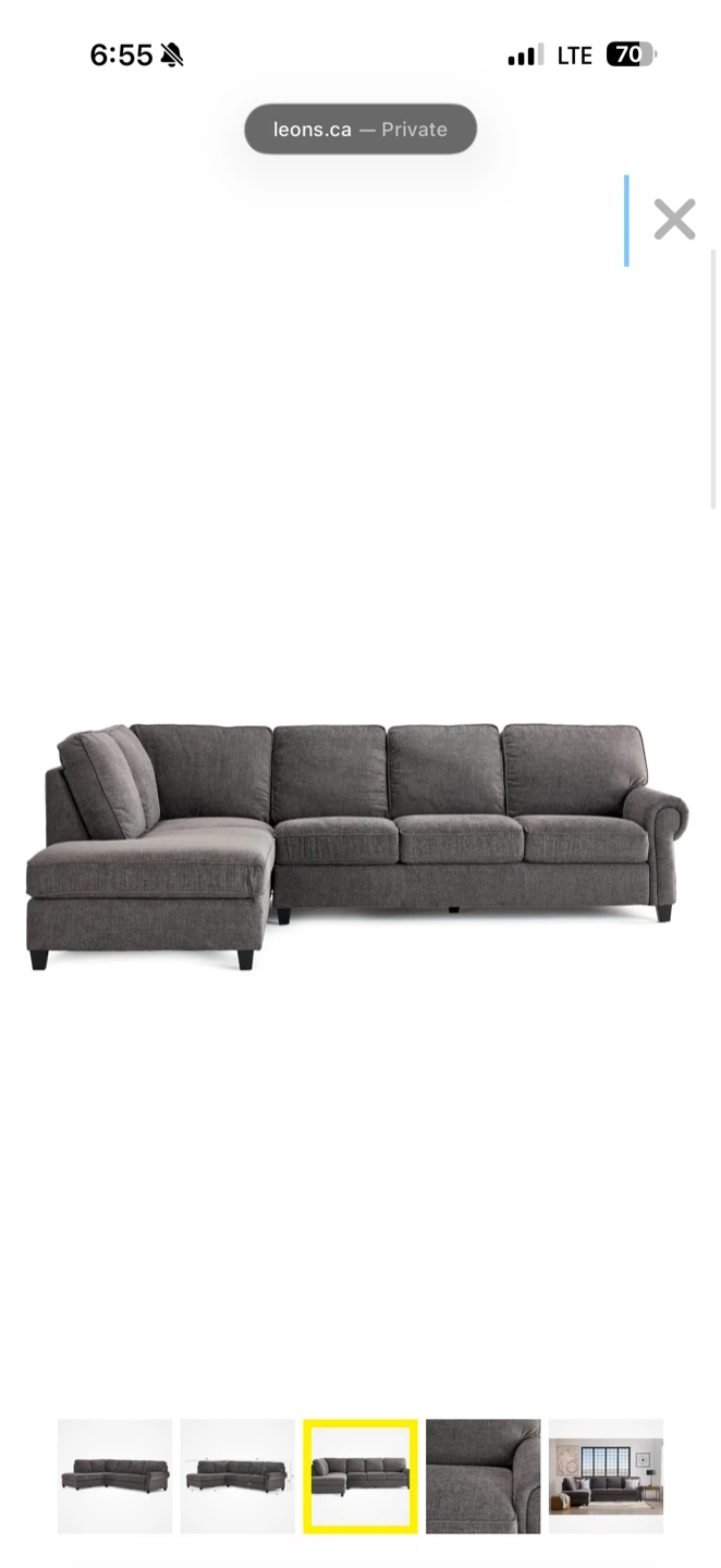 Kasey 2-Piece Sectional with Left Facing Chaise - Grey - photo 4
