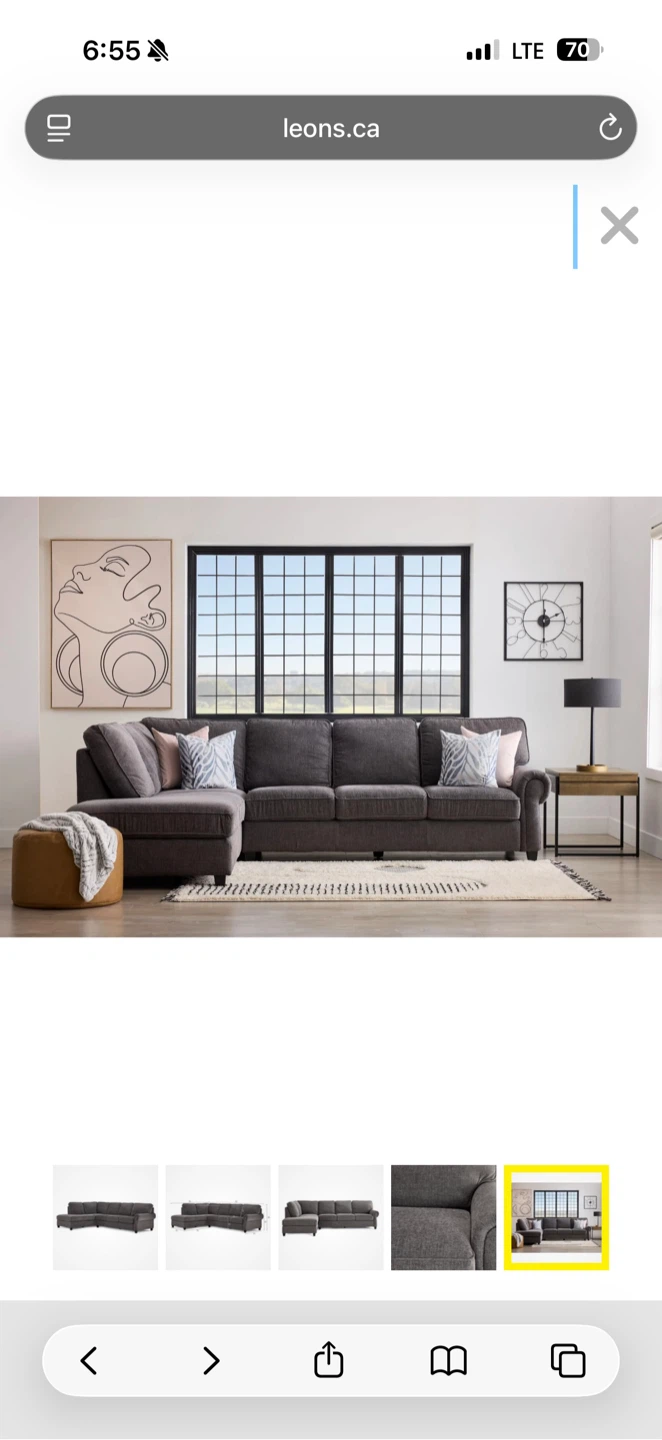 Kasey 2-Piece Sectional with Left Facing Chaise - Grey - photo 5
