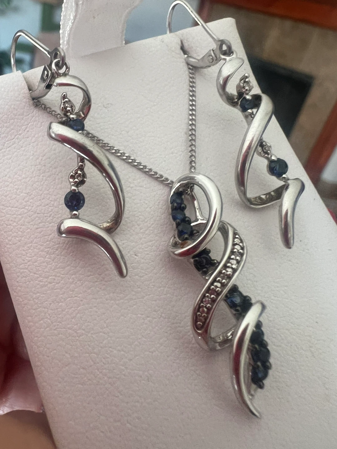 925 Silver and sapphires, diamonds Jewellery Set - photo 4