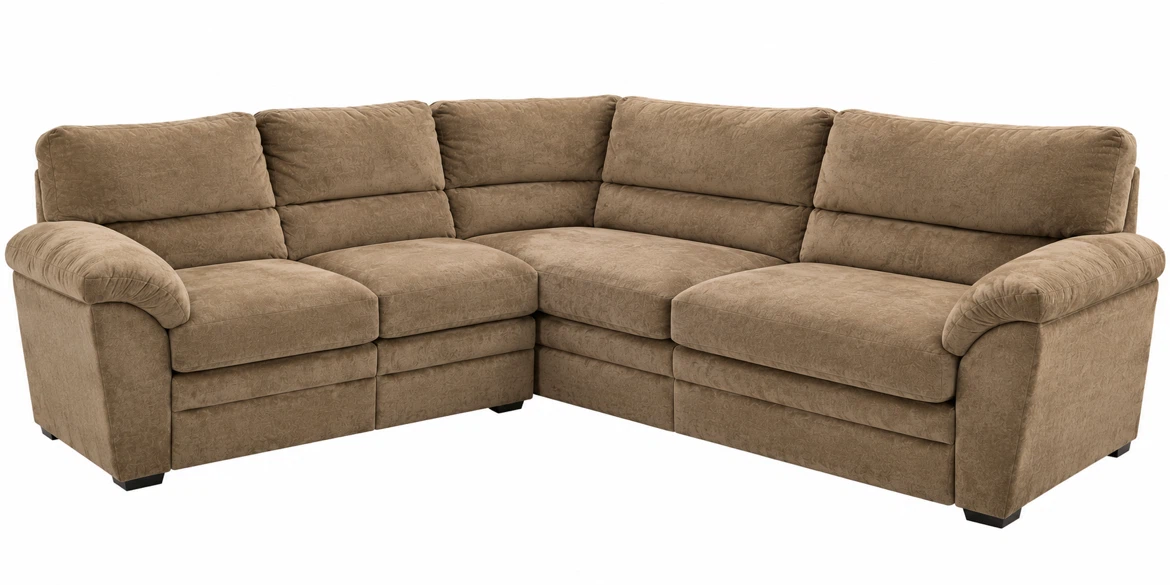 Modular Brown Suede-Style Sectional Sofa