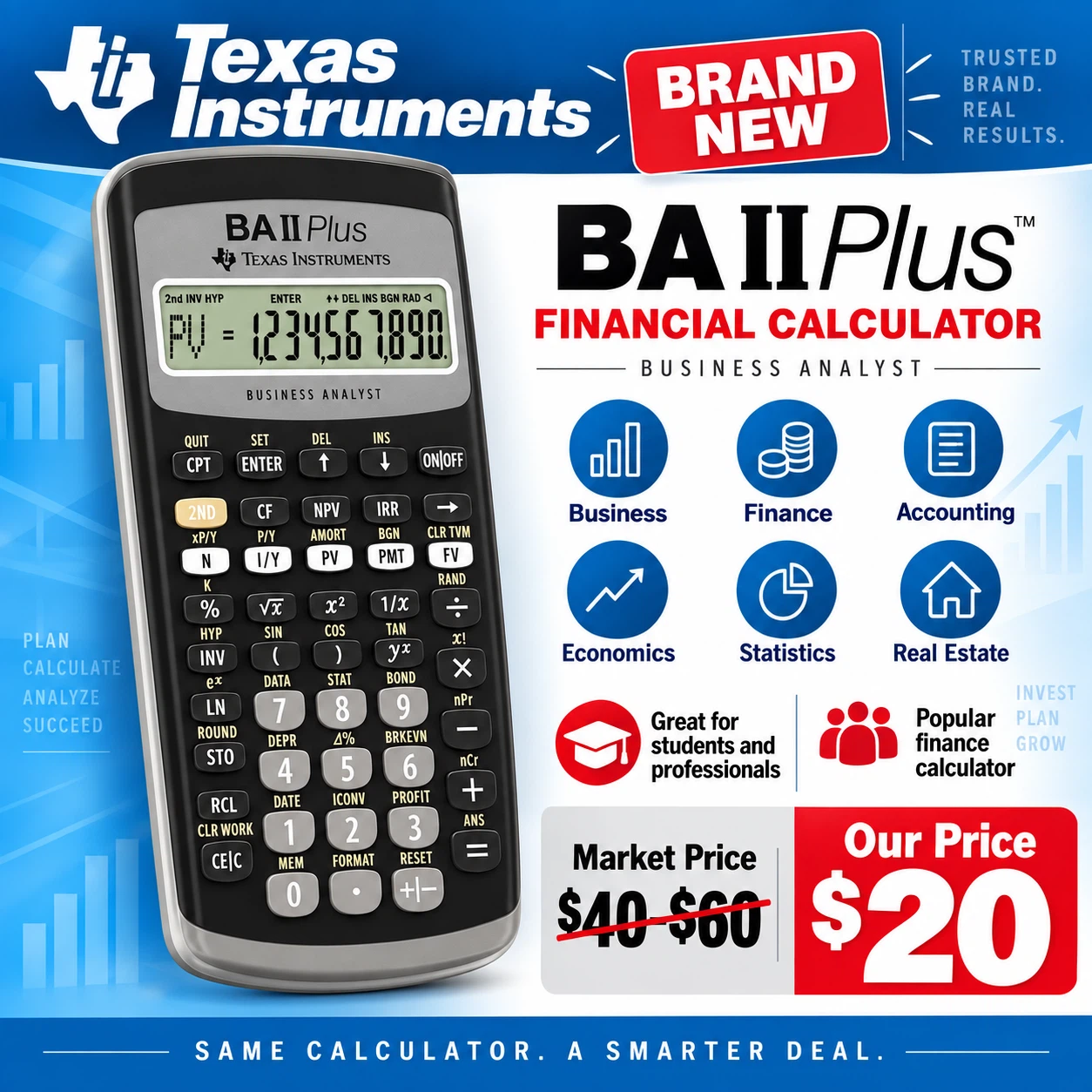 Texas Instruments BA II Plus Financial Calculator