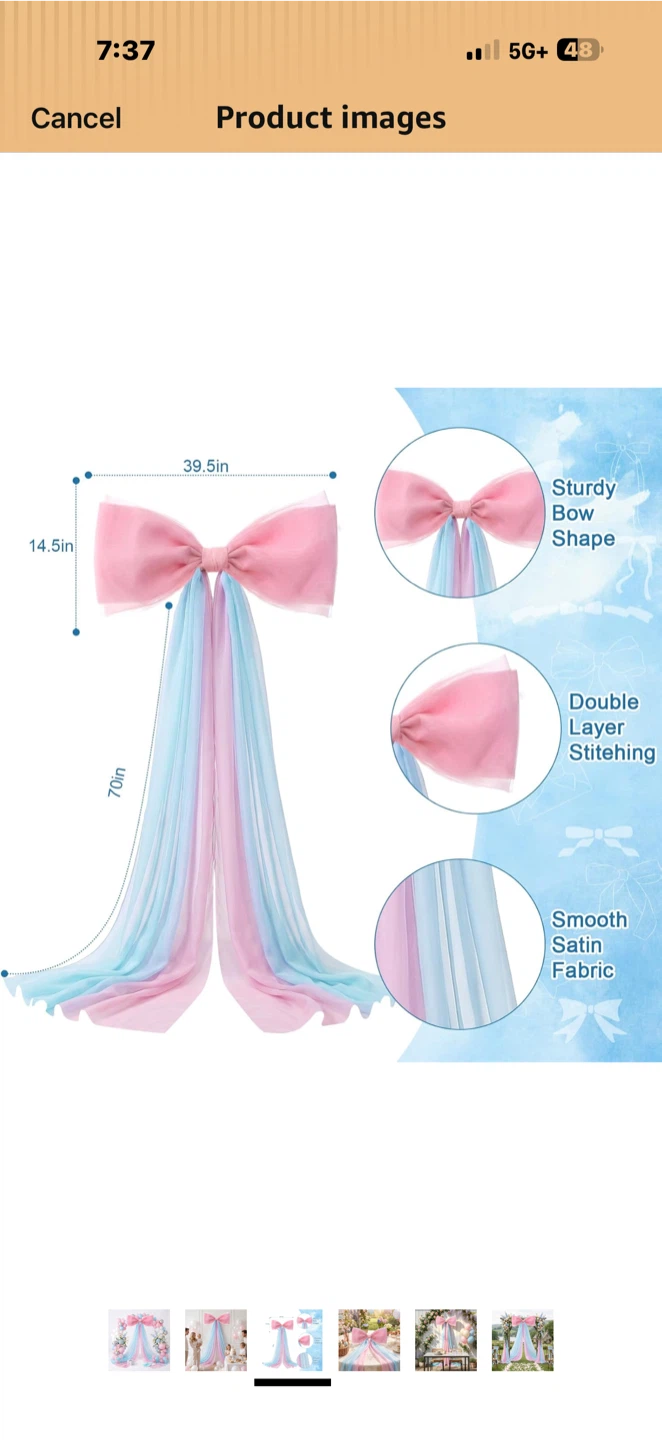 Large Pink and Blue Decorative Bow