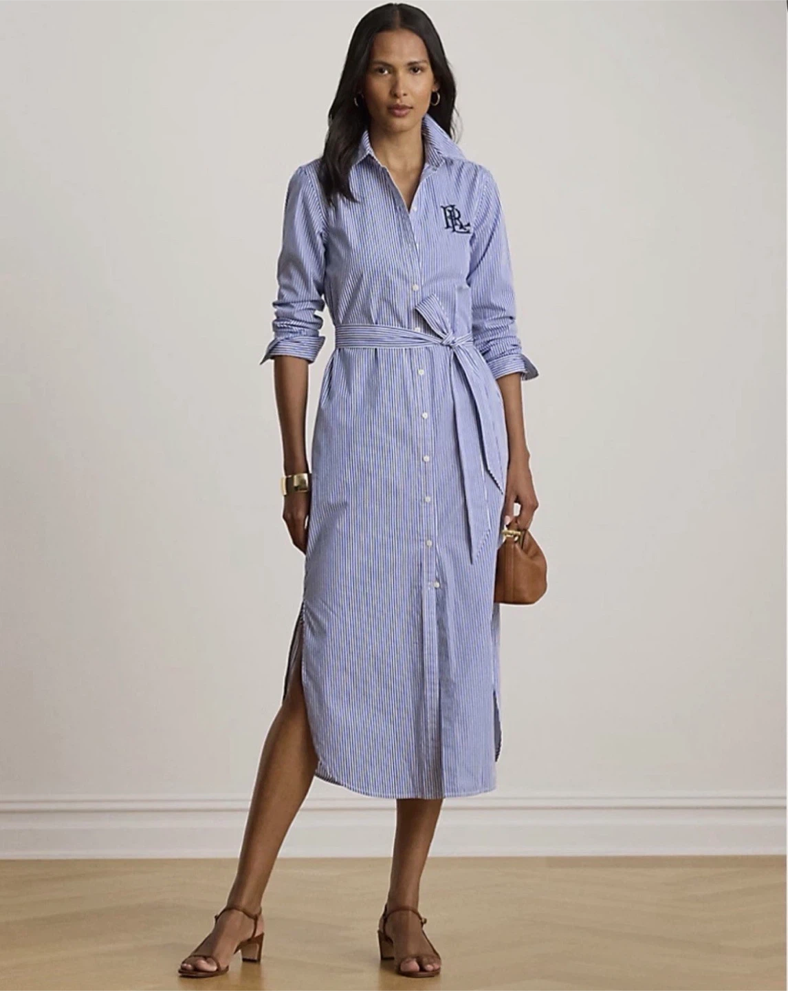 Lauren Ralph Lauren Striped Cotton Broadcloth Shirtdress