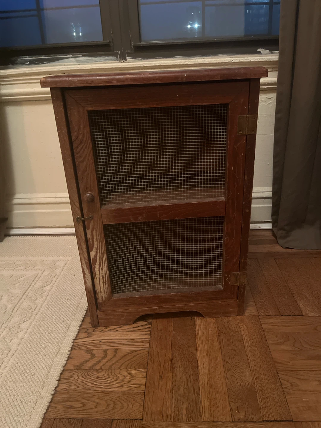 Rustic Small Wooden Cabinet with Mesh Door