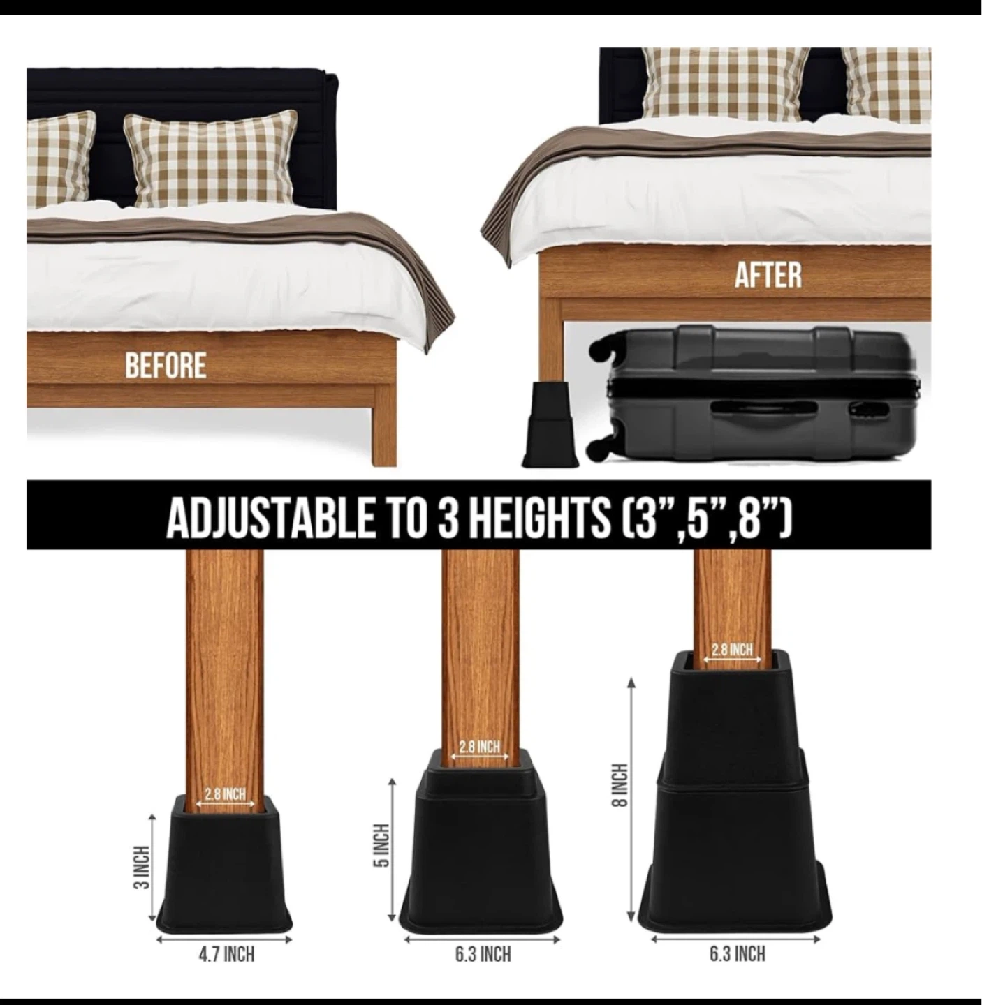 Utopia Bedding Adjustable Furniture Risers (Set of 8) - photo 4
