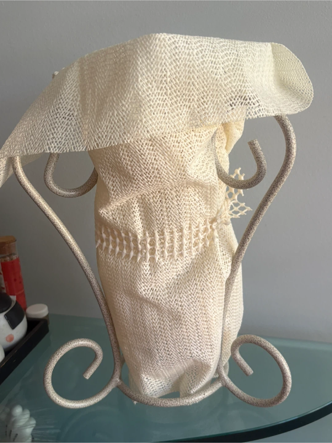 Decorative Glass Vase with Metal Stand