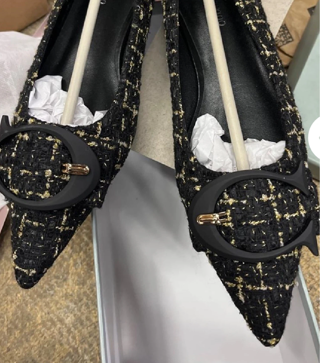 C.Paravano Black Tweed Flats - Size 36 - photo 2