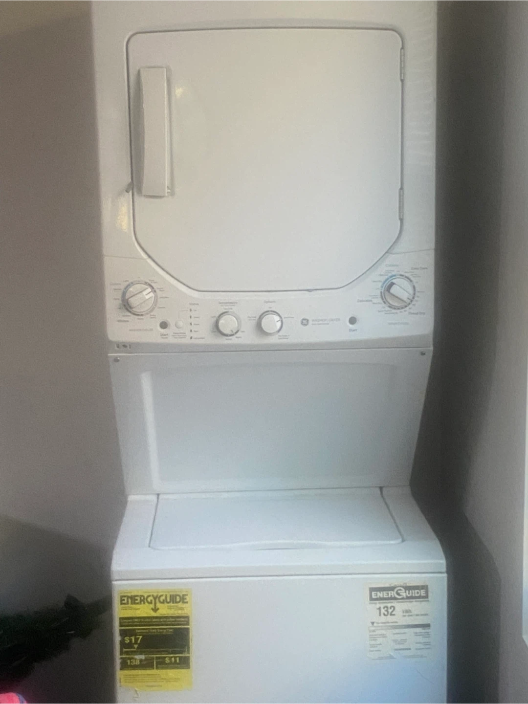 Gas stackable washer and dryer