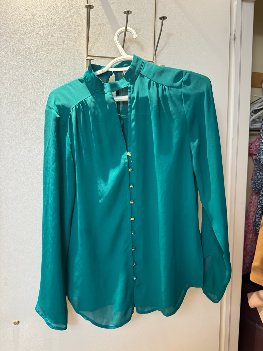 Michael Kors Teal Long-Sleeve Blouse