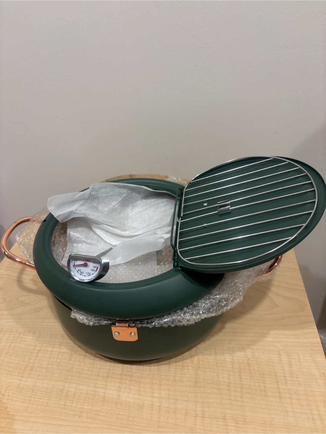 Green Deep Frying Pot with Thermometer - photo 2