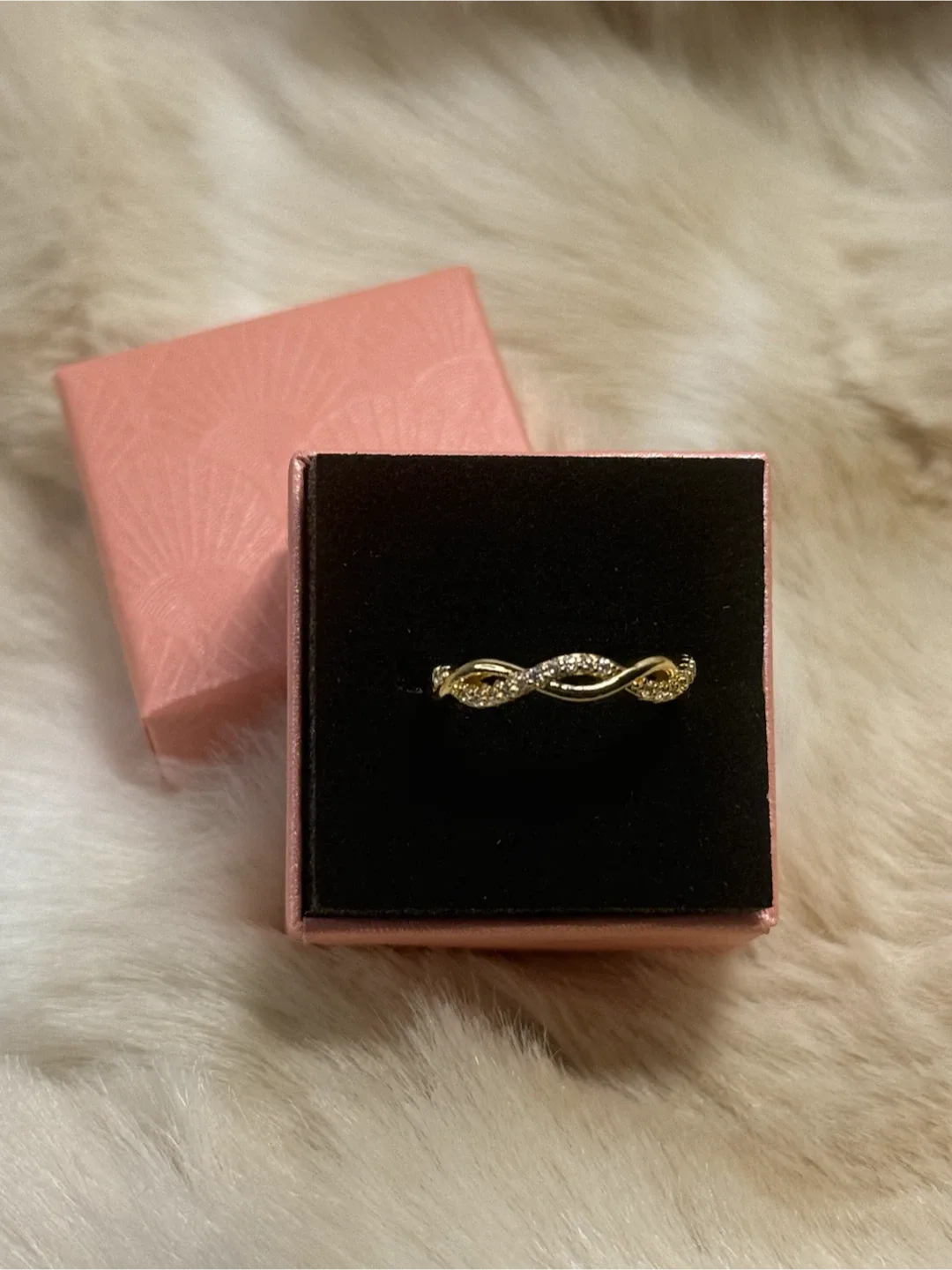 Gold-Tone Twisted Ring with Stones