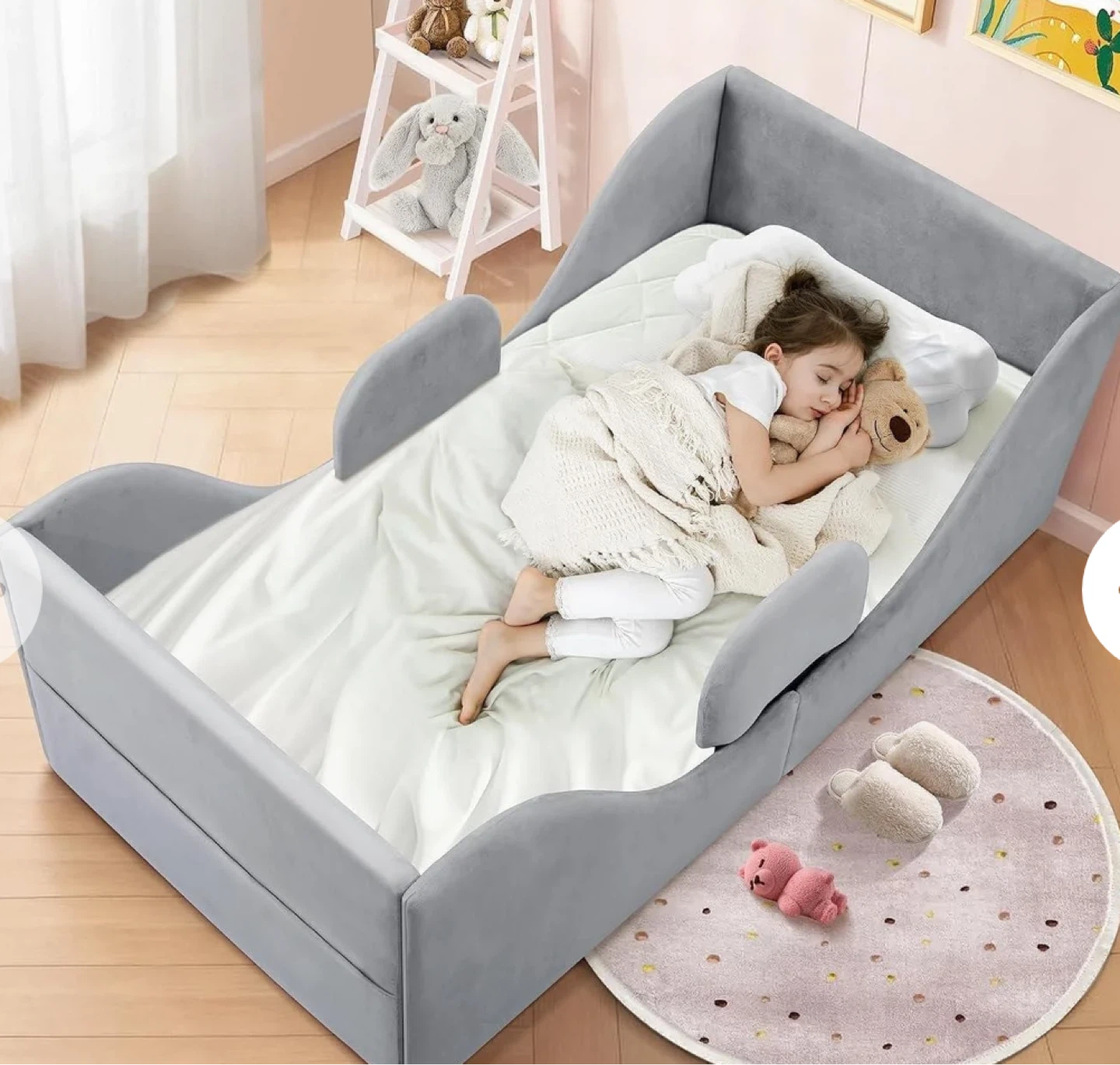 Gray Toddler Floor Bed