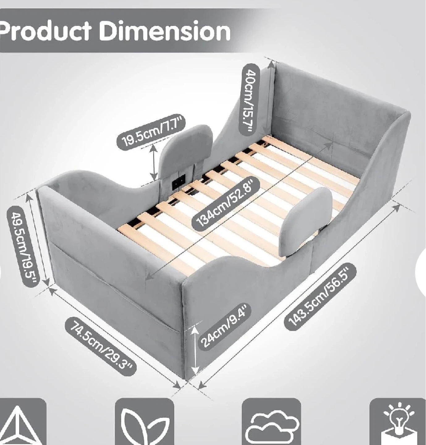 Gray Toddler Floor Bed - photo 2