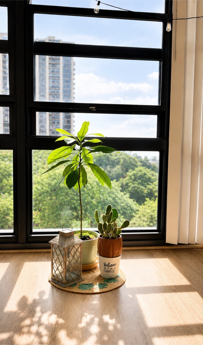 Decorative Farmhouse Plant and Lantern Set
