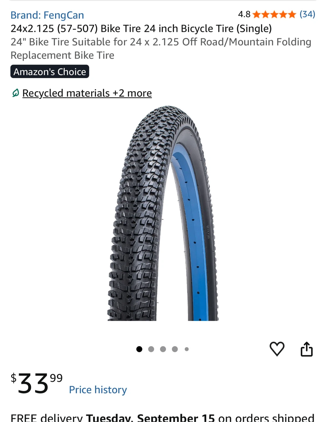 FengCan 24x2.125 Bicycle Tire Double