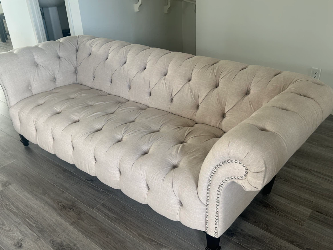 Beige Tufted Sofa - photo 2