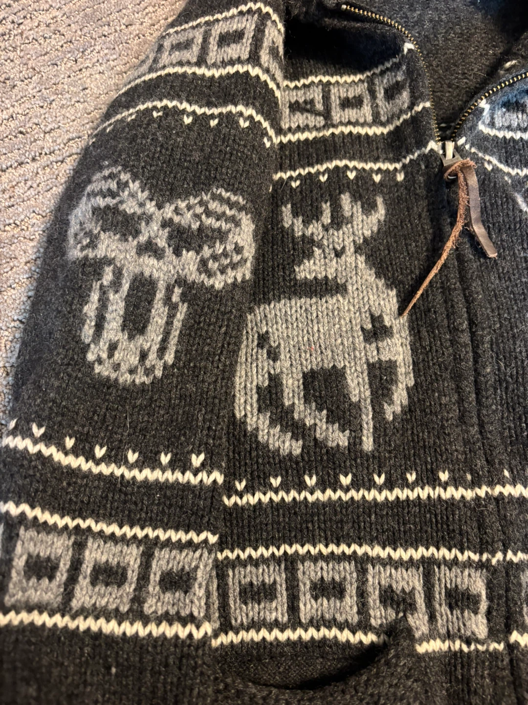 TNA Wilfred Deer Pattern Zip-Up Knit Sweater - photo 4