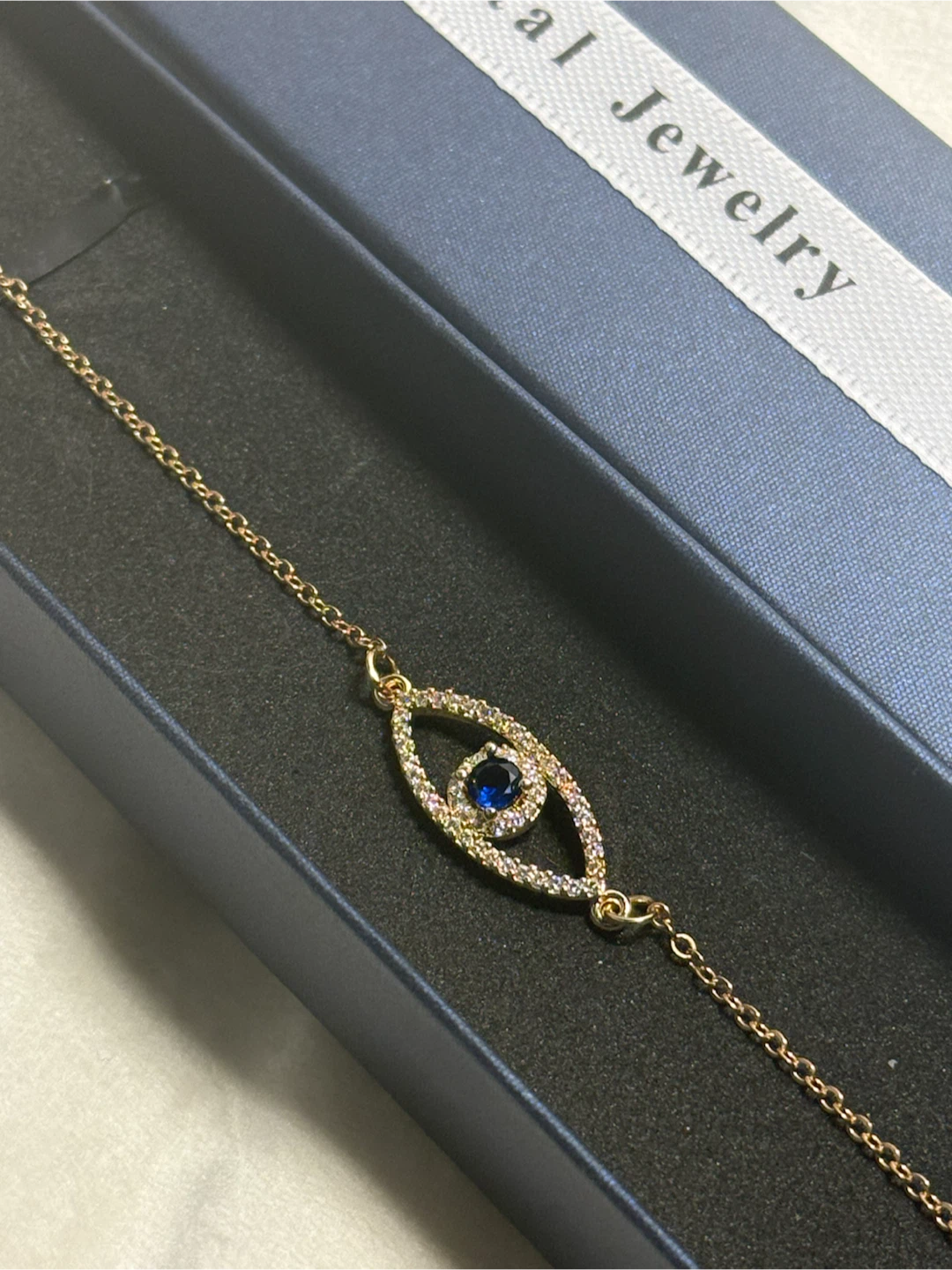 Gold Tone Evil Eye Crystal Bracelet