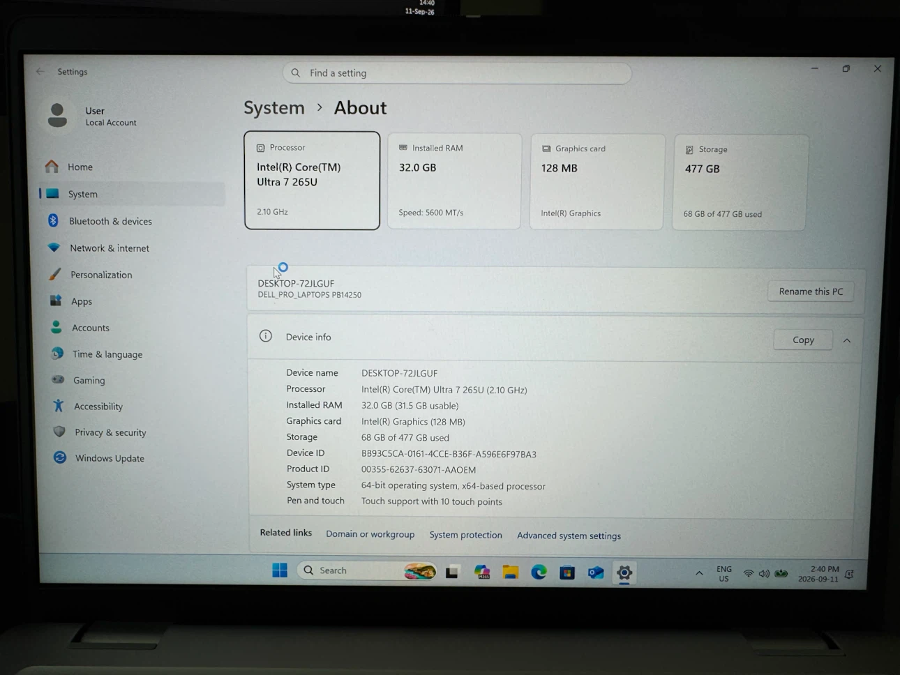 Dell Pro 14 - Intel Ultra 7 Processor - photo 3