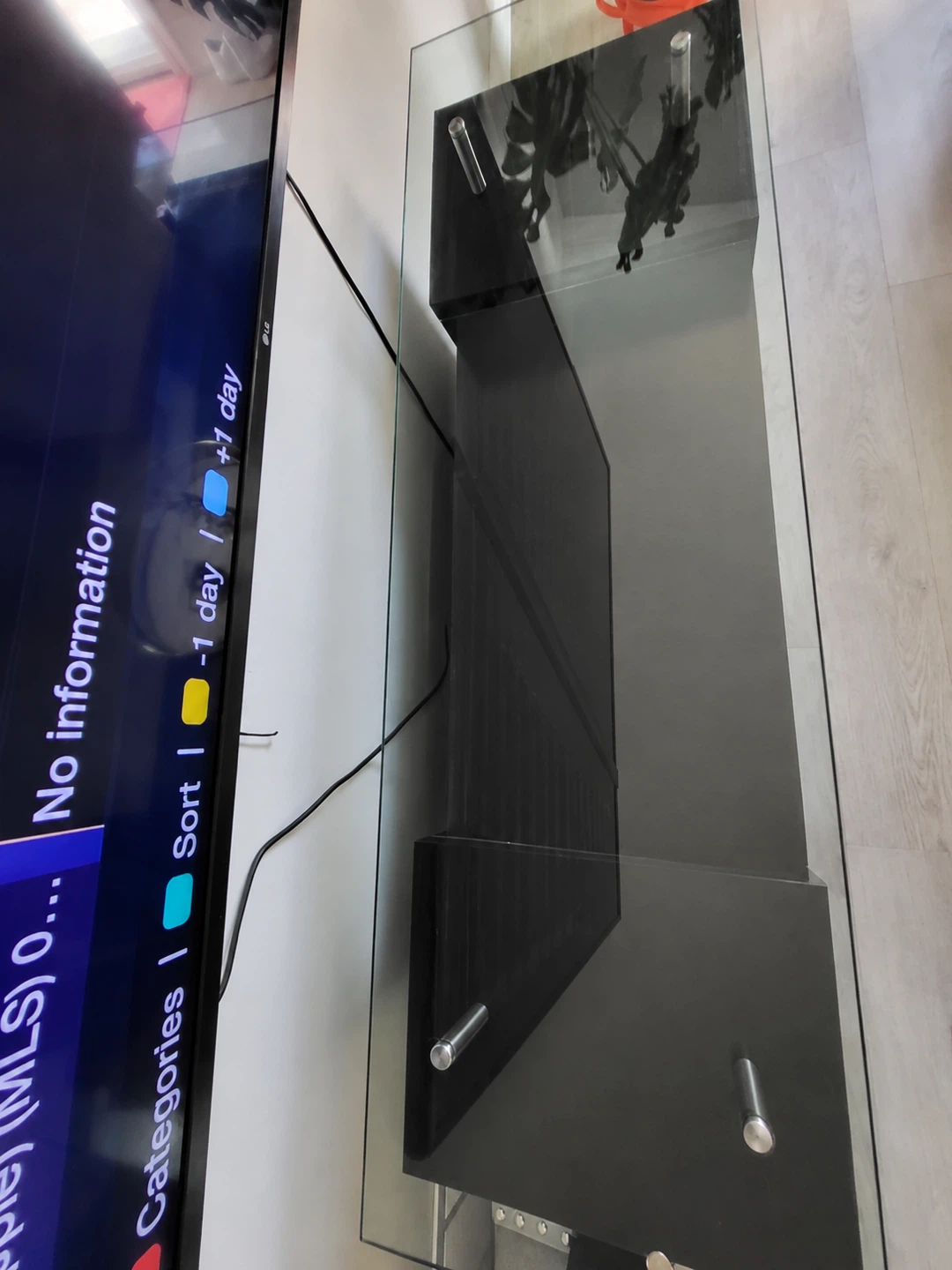 Fireplace TV Stand with Glass Shelf - photo 2