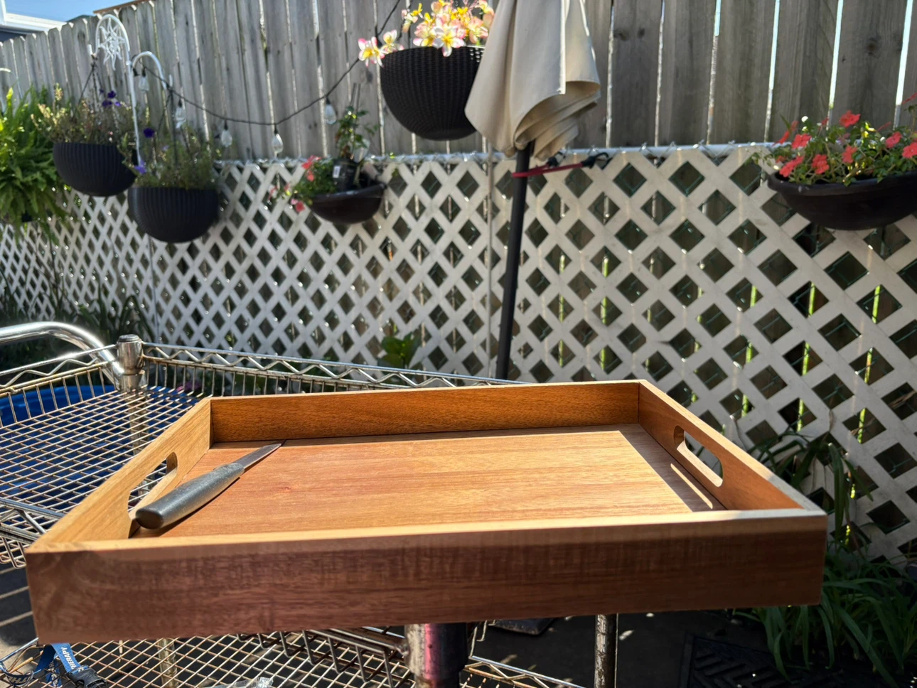 Wooden Serving Tray with Handles - photo 2
