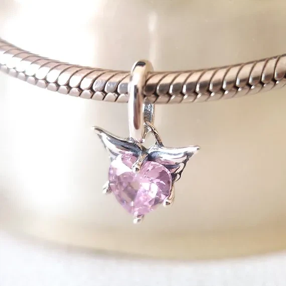 NEW - Pandora Pink Heart Wing Charm - photo 2