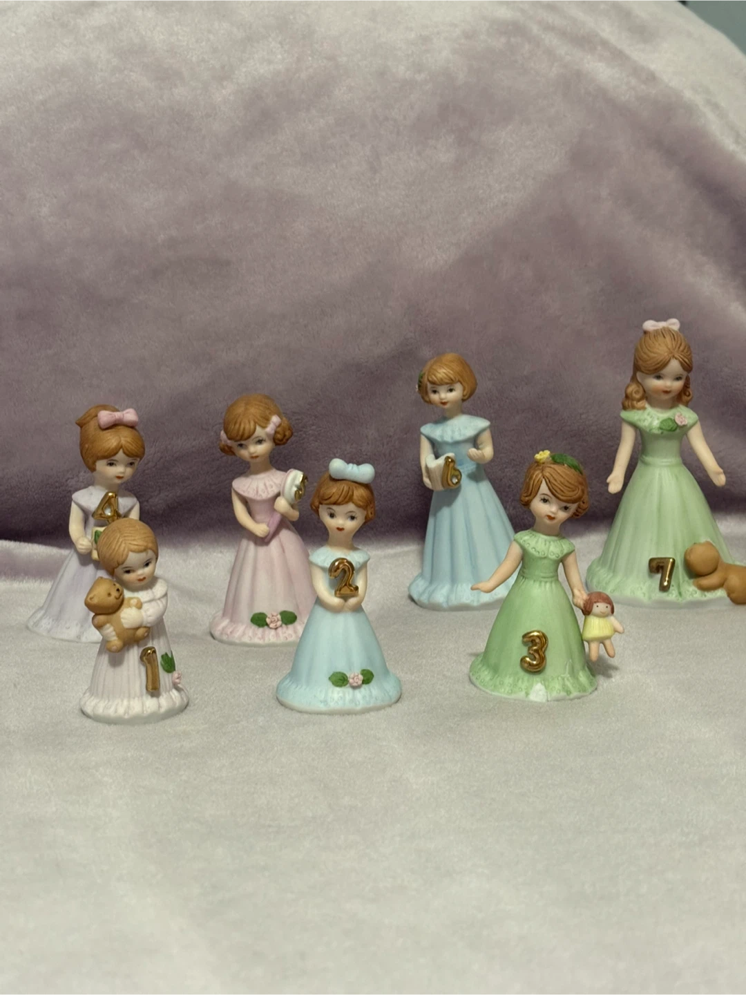 Set of 7 Growing Up Birthday Girls Figurines