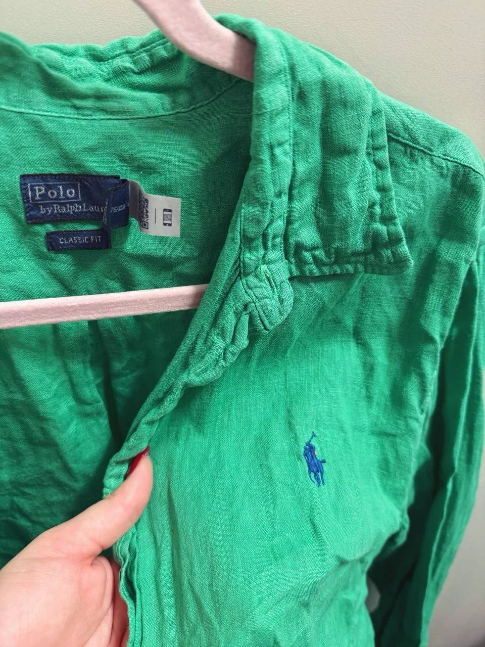 Polo Ralph Lauren linen shirt with logo,green XL - photo 4