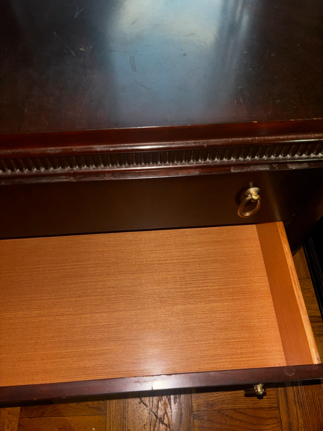 Dark Wood Three-Drawer Nightstand - photo 2