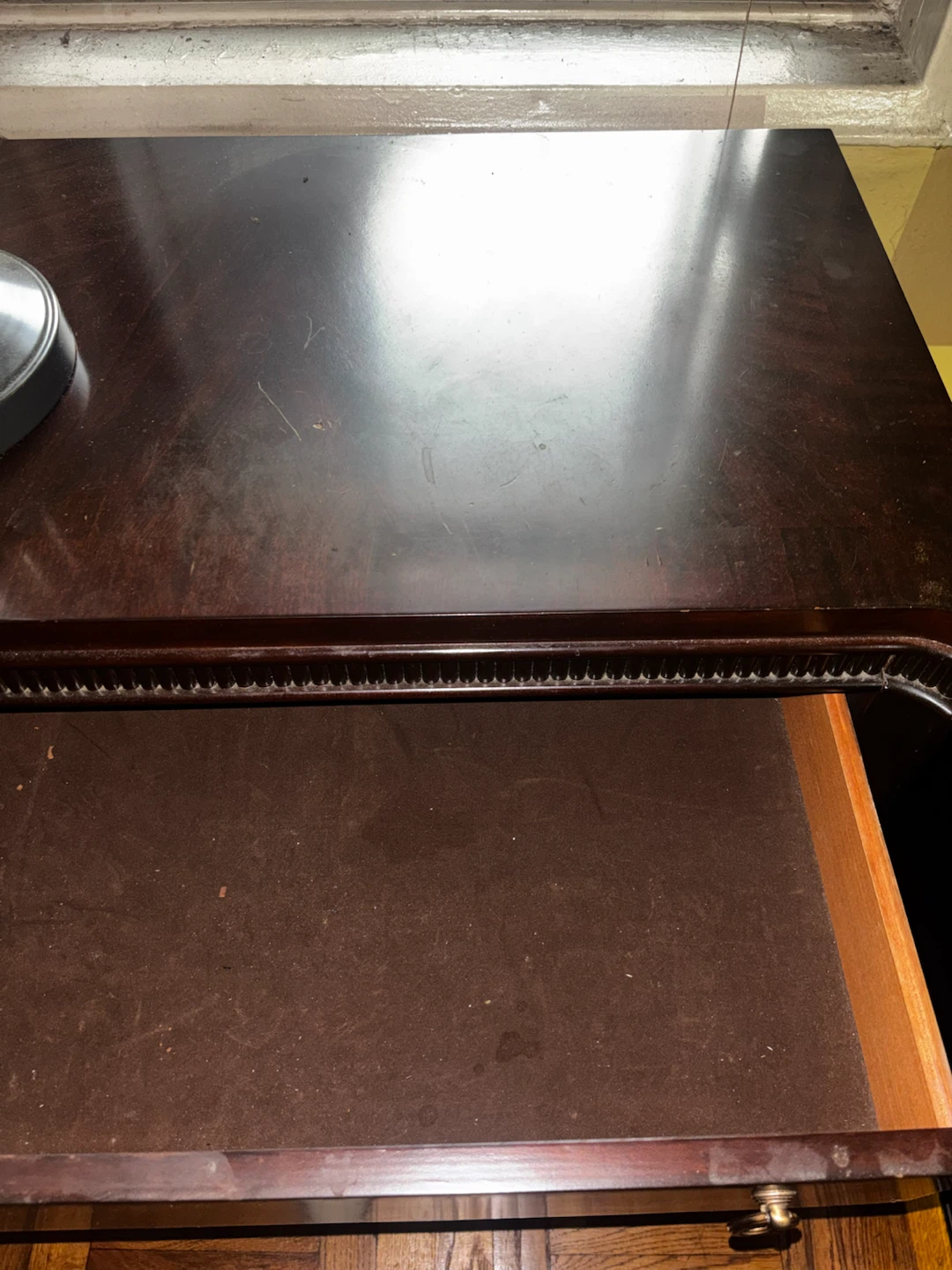 Dark Wood Three-Drawer Nightstand - photo 3