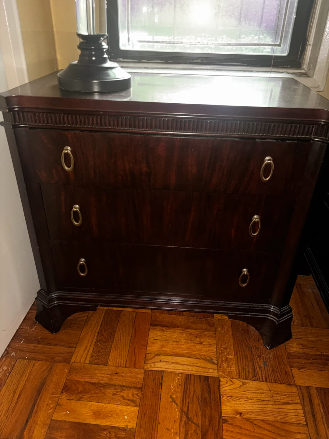 Dark Wood Three-Drawer Nightstand - photo 4