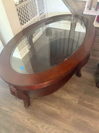 Wooden Coffee Table + Matching Side Table Set – Glass Top - photo 2