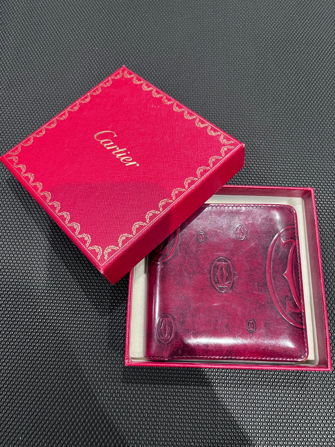 Preowned Authentic Cartier Patent Leather Bifold  Wallet