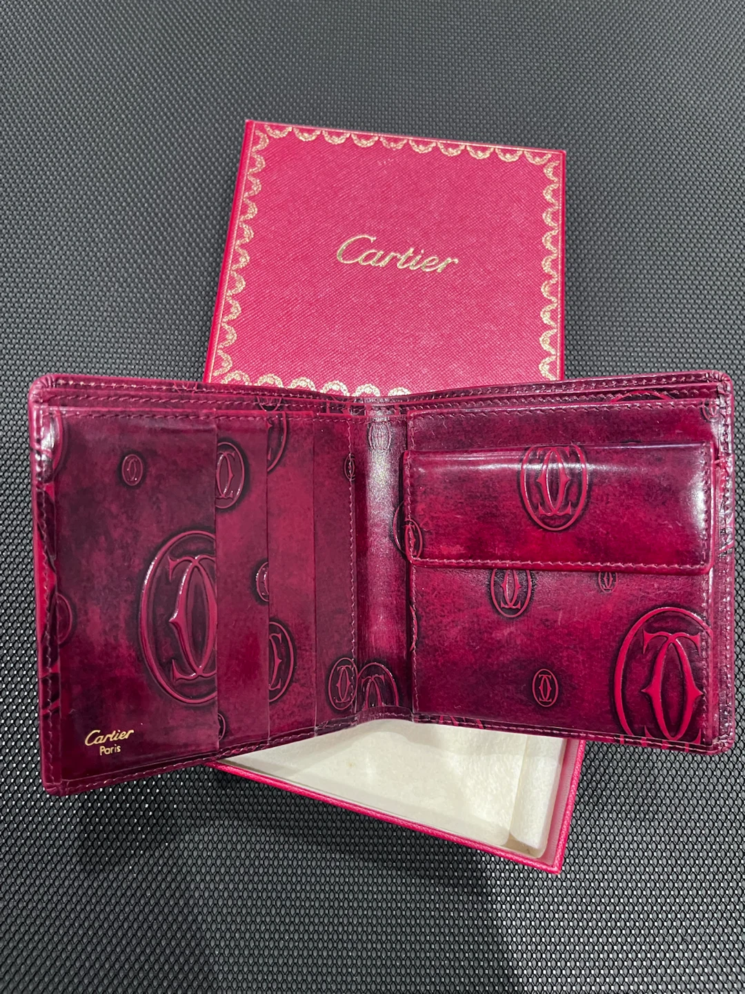 Preowned Authentic Cartier Patent Leather Bifold  Wallet - photo 2
