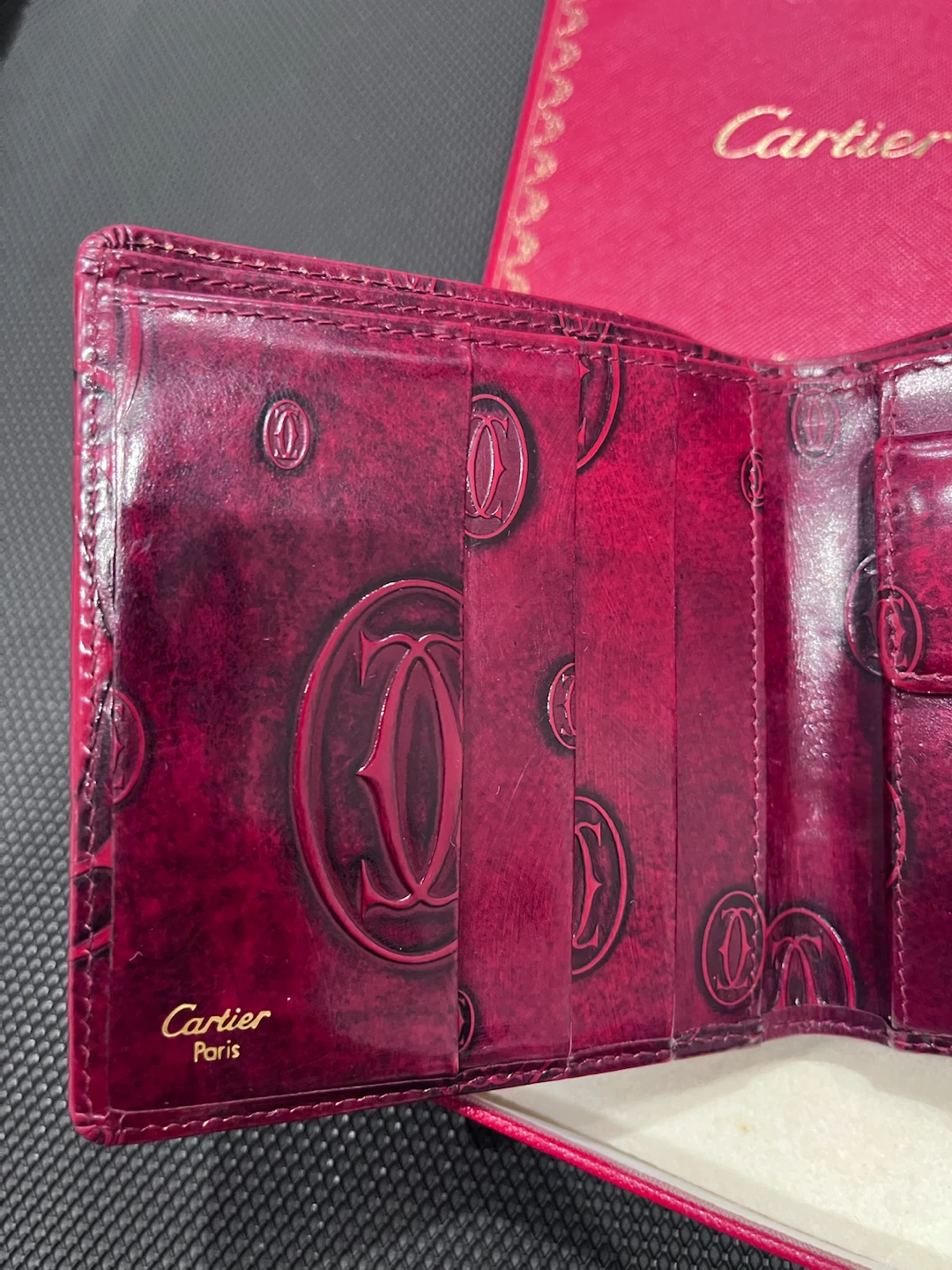 Preowned Authentic Cartier Patent Leather Bifold  Wallet - photo 3