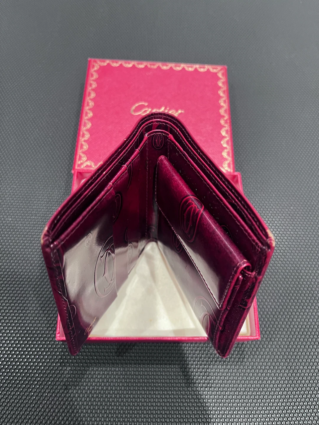 Preowned Authentic Cartier Patent Leather Bifold  Wallet - photo 5