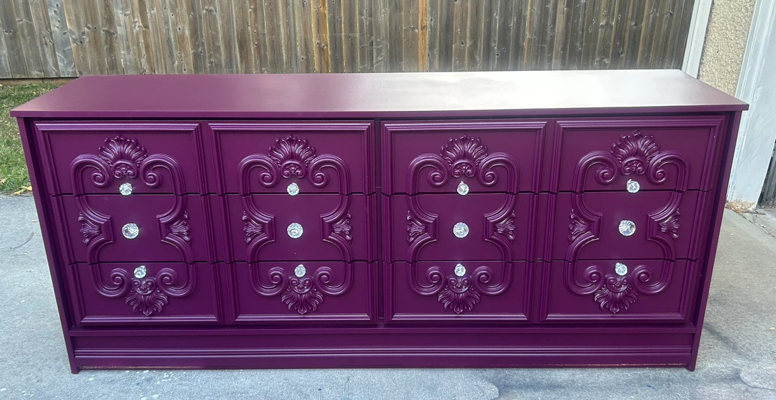 💕Deep Plum Refinished Vintage Dresser