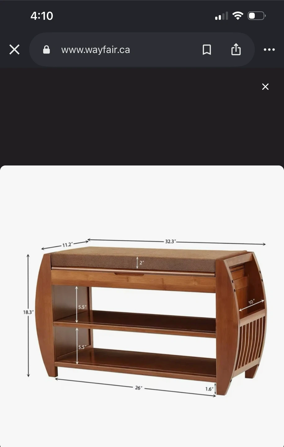 Bamboo Shoe Rack Bench with Storage - photo 3
