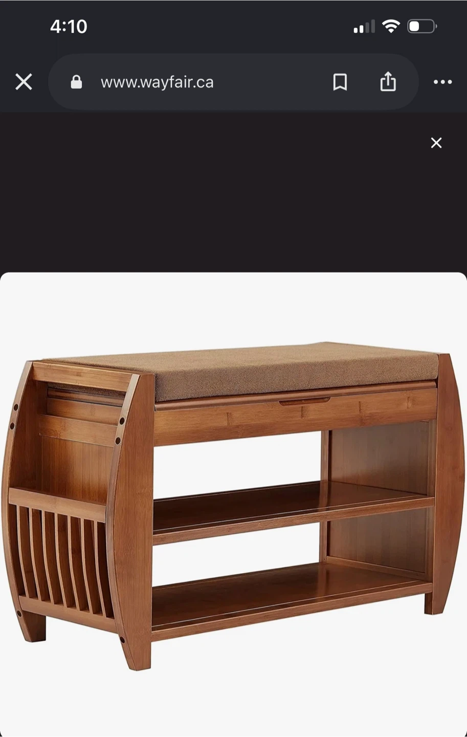 Bamboo Shoe Rack Bench with Storage - photo 4