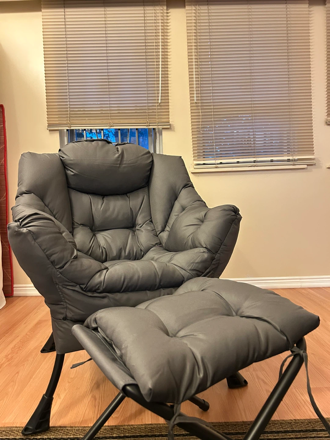 Comfy Grey Accent Chair with Matching Ottoman