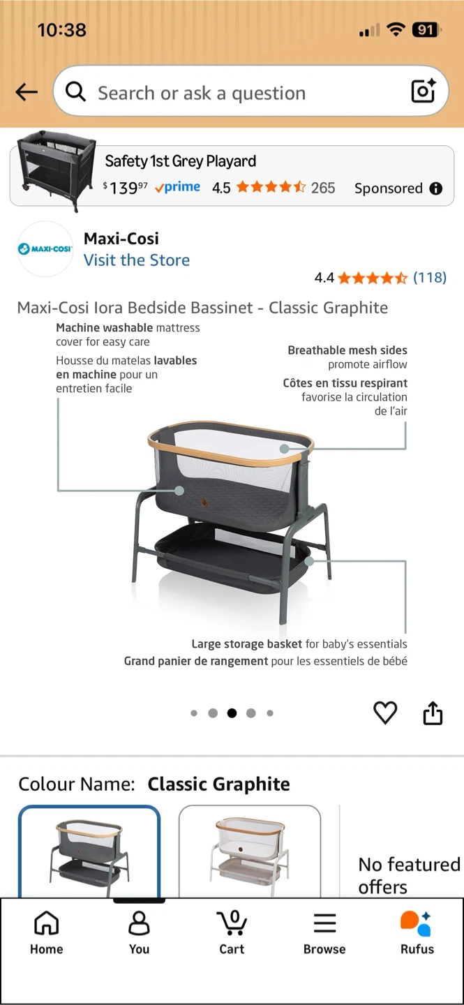 Maxi-Cosi Iora Bedside Bassinet - Classic Graphite - photo 4