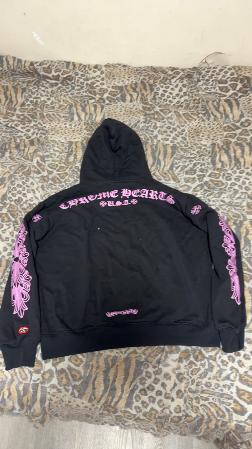 Chrome Hearts Black Hoodie with Pink Graphics - photo 3