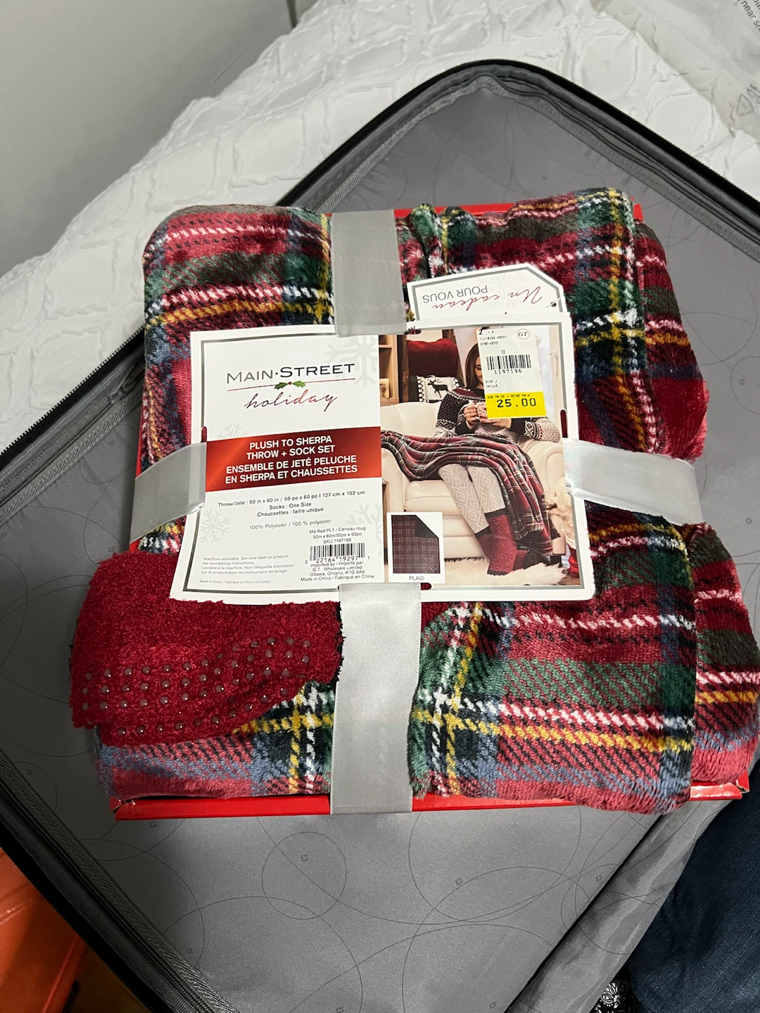 Main Street Holiday Plush to Sherpa Throw and Sock Set - photo 3