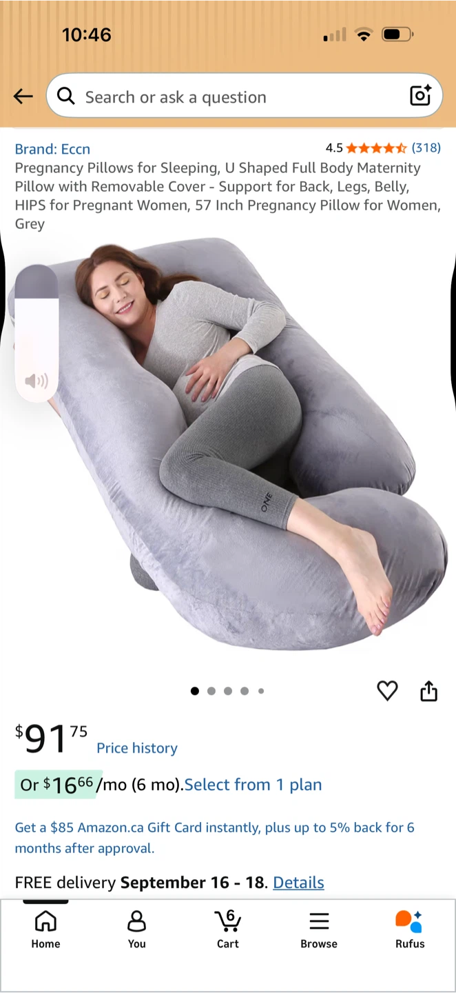 Light Grey C-Shaped Nursing Pillow