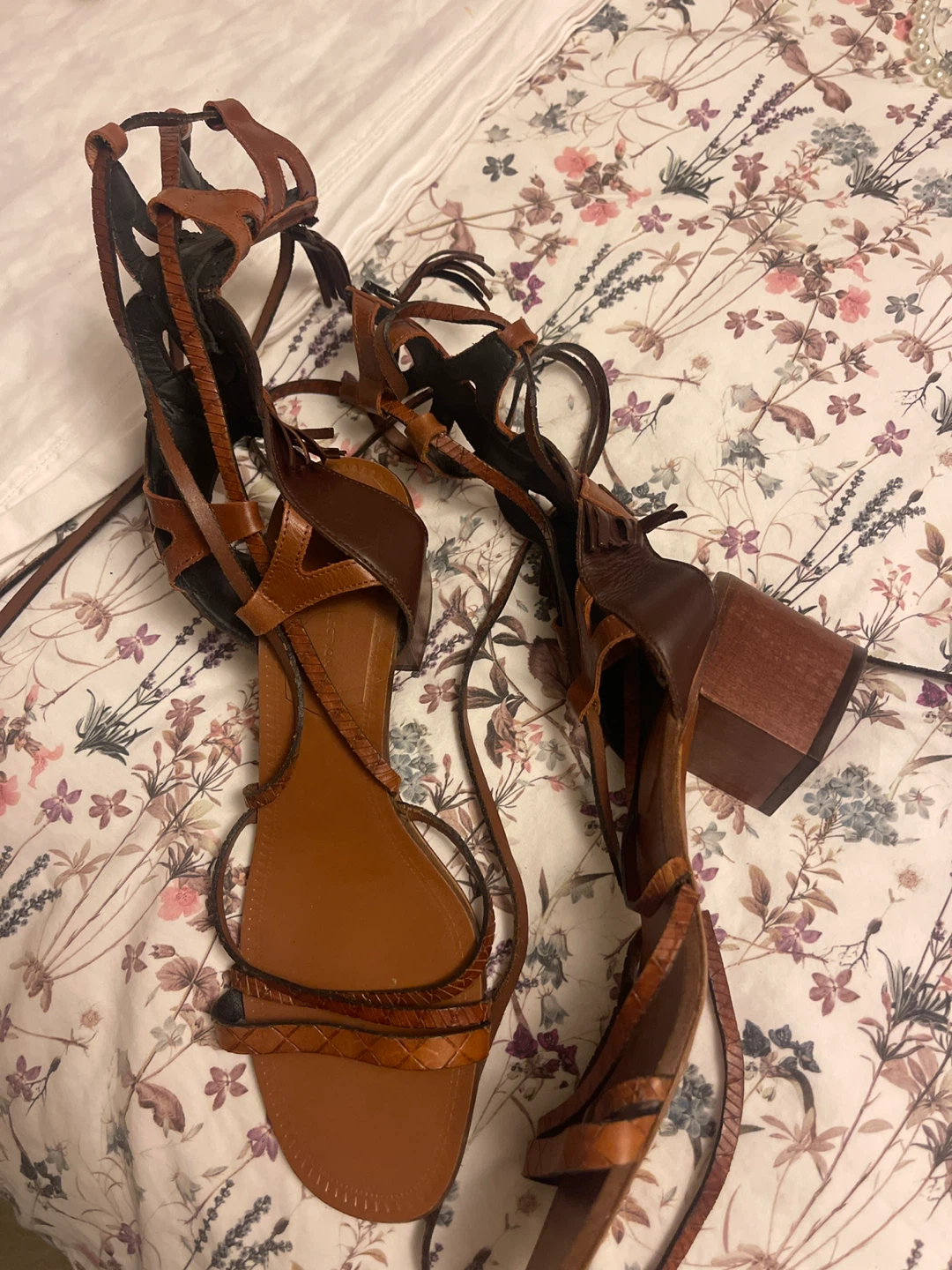 Brown Leather Lace-Up Sandals - photo 2