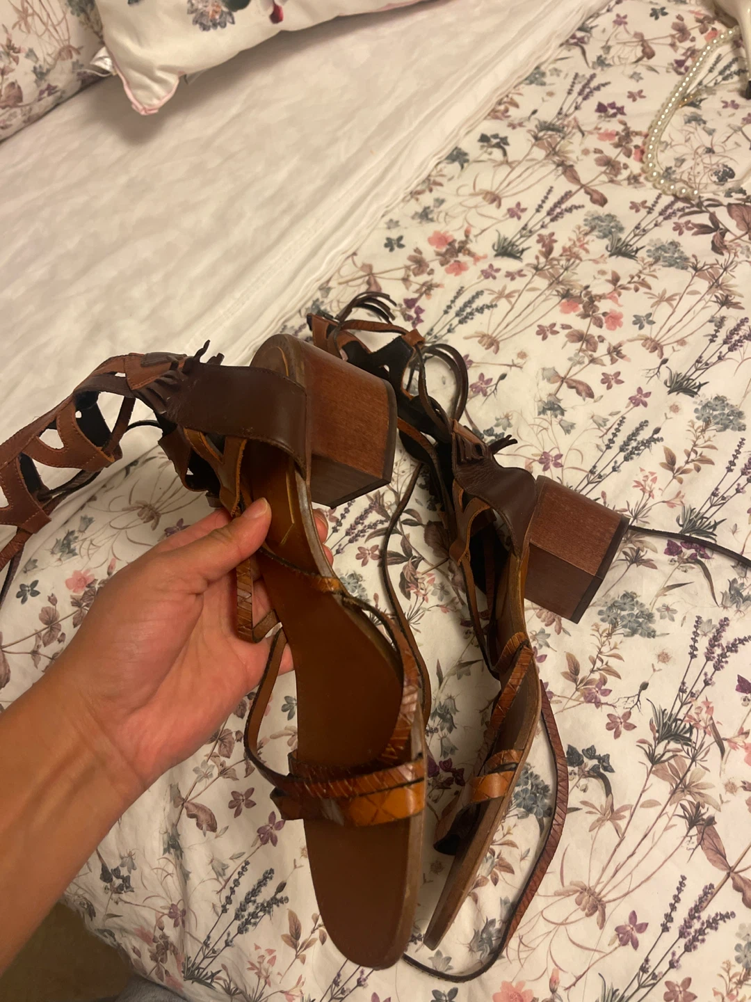 Brown Leather Lace-Up Sandals - photo 3